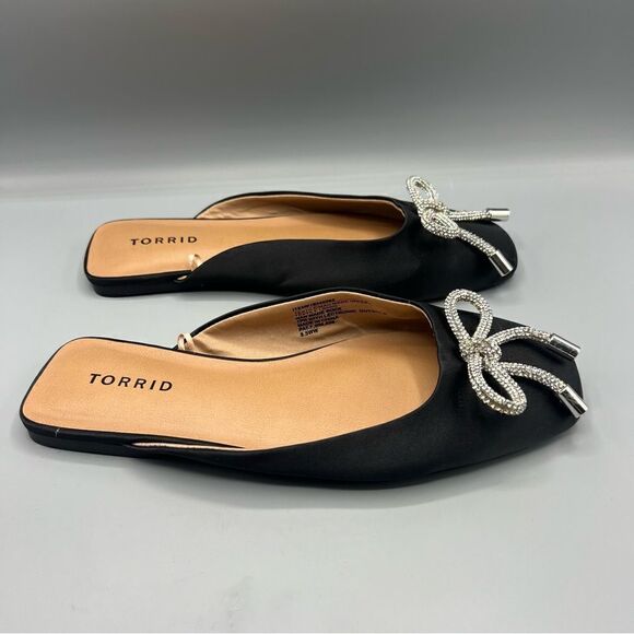 Torrid Black Slip On Rhinestone Bow Loafers - Picture 3 of 6